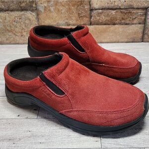 Cabela's Women Red Suede Slip On Mules Clogs Sz 8.5
